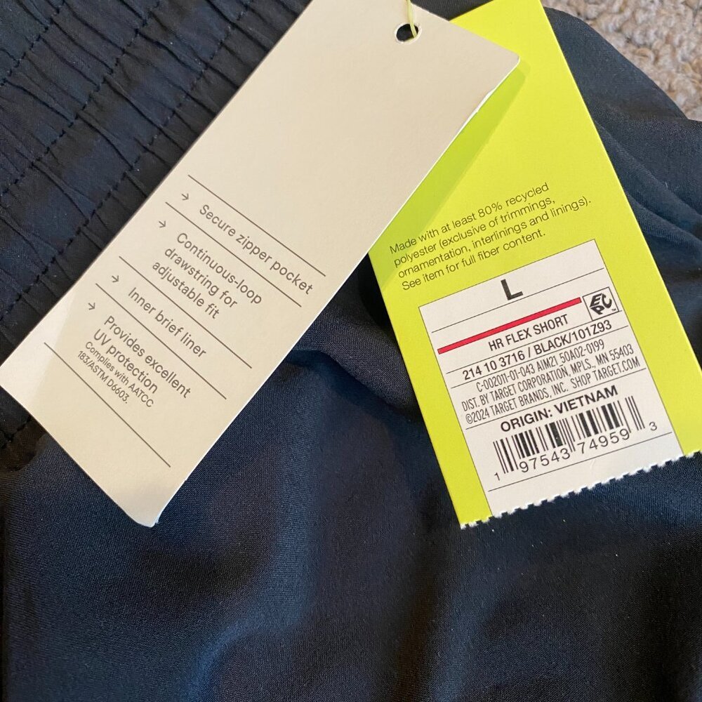 NWT - All in Motion HR‎ Flex Shorts Running Athletic Activewear Sz L Black #186M - Picture 7 of 8